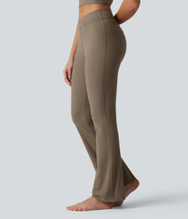 Halara UltraSculpt™ Ribbed High Waisted Crossover Flare Yoga Leggings with Pockets