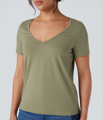 V-Neck Short Sleeve Casual Top
