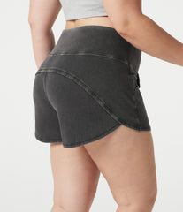 Halara Flex™ Denim Plus Size High Waisted Tummy Control Curved Hem Skinny Casual Shorts with Pockets