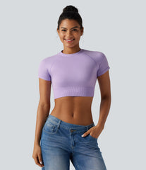 OneForm Seamless Flow Round Neck Short Sleeve Cropped Casual T-Shirt