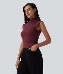 Mock Neck Work Pima Cotton Tank Top