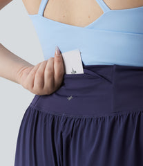 Plus Size Breezeful™ High Waisted Crossover Hem Quick Dry Yoga Shorts with Pocket