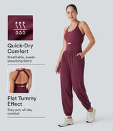 Breezeful™ U Neck Cu Out Tummy Control Pocket Quick Dry Yoga Jumpsuit