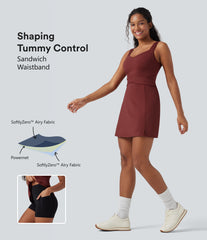 SoftlyZero™ Airy Tummy Control 2-Piece InstantCool Mini Workout Active Dress with Pocket