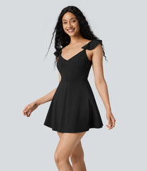 Cut Out 2-in-1 Pocket Flare Mini Dance Active Dress-Easy Peezy Edition