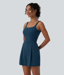 SoftlyZero™ Airy Double Straps Built-in Bra 2-in-1 InstantCool Yoga Romper with Pockets-Easy Peezy Edition