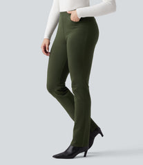 Halara Flex™ Wear-Resistant Mid Rise Ponte Roma Slim Work Pants with Pockets