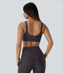 Low Support U Neck Stripe InstantCool Yoga Sports Bra