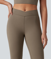 Halara UltraSculpt™ Ribbed High Waisted Crossover Flare Yoga Leggings with Pockets