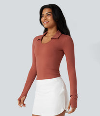 SoftlyZero™ Airy Round Neck Long Sleeve Thumb Hole InstantCool Yoga Sports Top-UPF50+