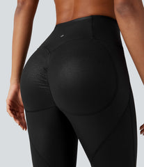 Halara Ultrasculpt™ Faux Leather Shine High-waisted Tummy Control Scrunch Training 7/8 Leggings with Pocket