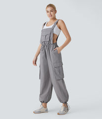 Drawstring Relax Casual Cargo Overall with Pockets