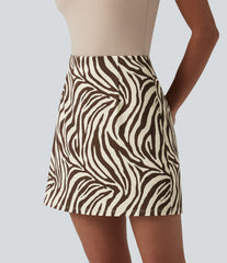 High Waisted A-Line Zebra Print 2-in-1 Casual Mini Skirt