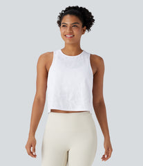 Round Neck Cut Out Cropped Yoga Tank Top