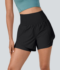 Breezeful™ Super High Waisted Curved Hem 2-in-1 Pocket Quick Dry Yoga Shorts 3.5''