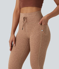 Halara UltraSculpt™ Leopard Print High Waisted Drawstring Yoga Leggings with Pockets