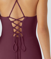 Ribbed Cowl Neck Lace Up Midi Dress