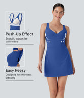 SoftlyZero™ Plush Push-Up Molded Cups 2-in-1 Yoga Active Dress with Pockets-Easy Peezy