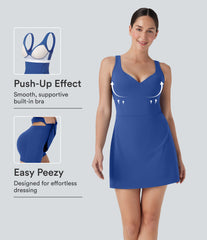 SoftlyZero™ Plush Push-Up Molded Cups 2-in-1 Yoga Active Dress with Pockets-Easy Peezy