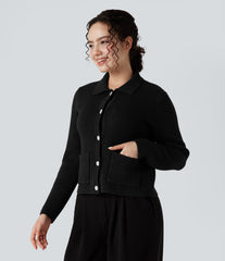 Polo Work Cardigan with Pockets