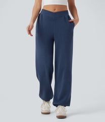 Mid Rise Crossover Casual Cotton Joggers with Pockets
