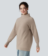 Mock-neck Long Sleeve Casual Sweater