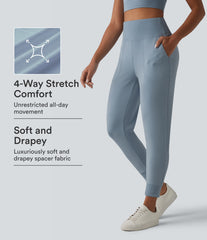 SpacerTek™ High Waisted Tummy Control Tapered Casual Joggers with Pockets