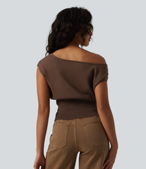 One-shoulder Short Sleeve Casual Sweater