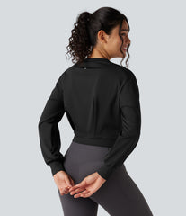 Round Neck Long Sleeve Cropped Yoga Top
