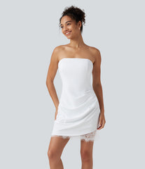 Softlyzero™ Airy Built-in Bra Contrast Lace InstantCool Mini Slip Dress-UPF50+