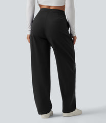 Halara Flex™ DayStretch Asymmetric High Waisted Barrel Leg Work Pants with Pockets