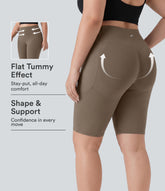 Plus Size Halara UltraSculpt™ High Waisted Scrunch Butt Lifting Tummy Control Shaping Training Biker Shorts 9'' with Pockets