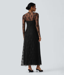 Long Sleeve 2-piece Lace Maxi Casual Dress