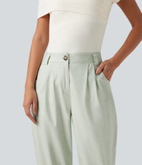 Mid Rise Cotton Linen Casual Joggers with Pockets