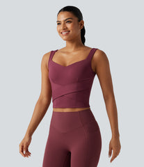 SoftlyZero™ Airy Sweetheart Neck Crossover Built-in Bra InstantCool Running Tank Top-UPF50+