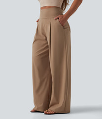 SoftlyZero™ Airy High Waisted Tummy Control Wide Leg Baggy InstantCool Casual Pants with Pockets-UPF50+