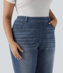 Plus Size Halara Flex™ High Waisted Rolled Hem Casual Slim Jeans with Pockets