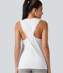 Crossover Racerback Sleeveless InstantCool Quick Dry Yoga Sports Top-UPF50+
