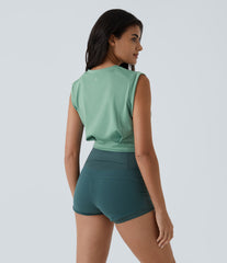 Crew Neck Sleeveless Cropped Yoga Tank Top