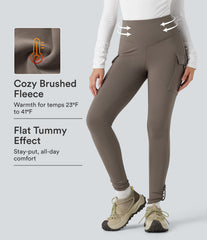 High Waisted Tummy Control Fleece Hiking Leggings with Pockets