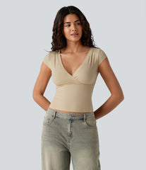High Stretch Skin Friendly V-neck Short Sleeve Ultra-slim Casual T-Shirt