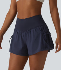 High Waisted 2-in-1 Workout Baggy Shorts with Pockets