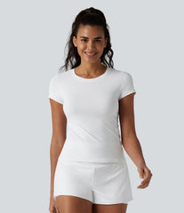 Round Neck Short Sleeve InstantCool Running Sports Top with Pockets-UPF50+