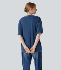 Halara Flex™ Round Neck Short Sleeve Denim Casual T-Shirt