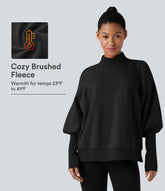 Mock Neck Bishop Long Sleeve Fleece Casual Sweatshirt