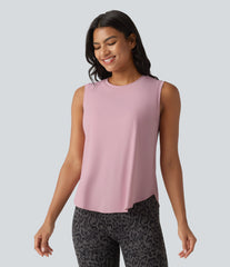 Round Neck Curved Hem InstantCool Workout Tank Top-UPF50+