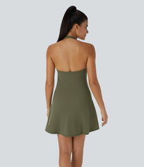 SoftlyZero™ Plush Halter 2-in-1 Pocket Mini Slip Active Dress