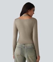 Halter Long Sleeve Casual T-Shirt
