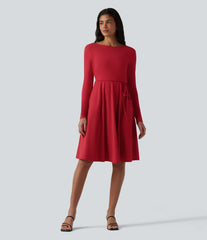 SoftlyZero™ Airy Long Sleeve Wrapped 2-Piece InstantCool Midi Dress with Pockets
