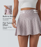 High Waisted Tummy Control 2-in-1 Stripe Mini Workout Skirt with Pockets